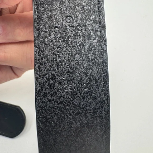 GUCCI Marmont Double G Belt Black Leather Antique Gold Buckle Authentic - Picture 3 of 6